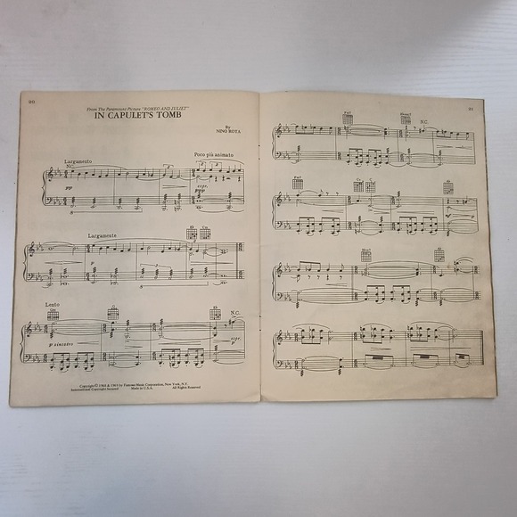 ROMEO & JULIET SOUVENIR MUSIC ALBUM 1969 VINTAGE SHEET MUSIC FRANCO ZEFFIRELLI - Picture 7 of 10